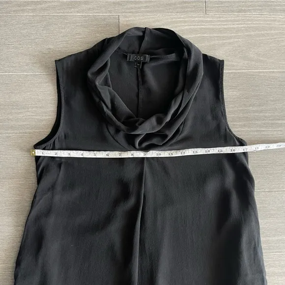 COS 100% Silk Sleeveless Black Mini Dress with Pockets 4 Minimalist Relaxed Boho