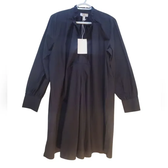 COS Black Midi Dress Long Sleeve High Neck Minimalist Style Size 10