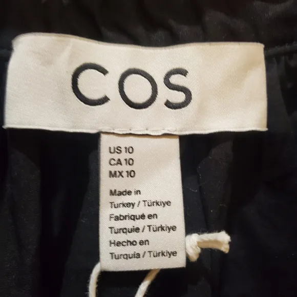 COS Black Midi Dress Long Sleeve High Neck Minimalist Style Size 10