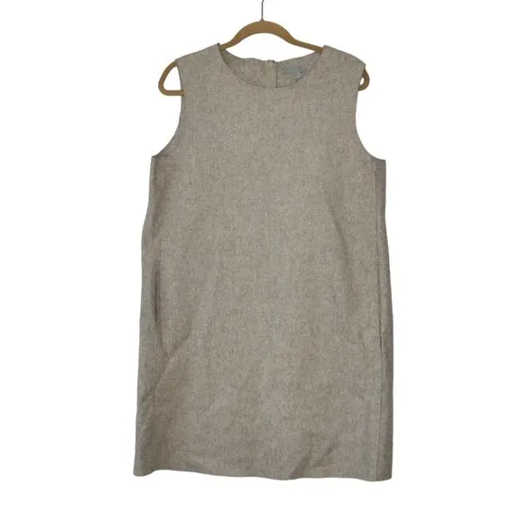 COS US Sz 12 Beige Wool Blend Minimalist Sleeveless Jumper Dress