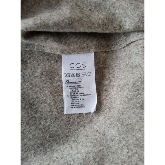 COS US Sz 12 Beige Wool Blend Minimalist Sleeveless Jumper Dress