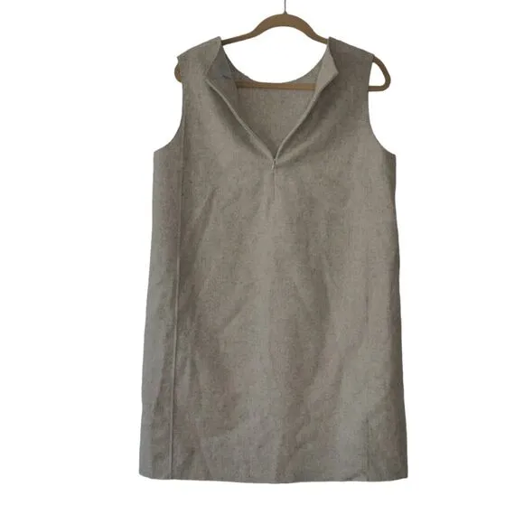 COS US Sz 12 Beige Wool Blend Minimalist Sleeveless Jumper Dress