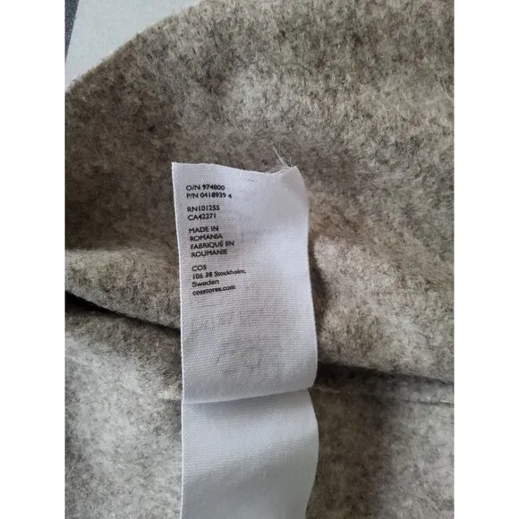 COS US Sz 12 Beige Wool Blend Minimalist Sleeveless Jumper Dress