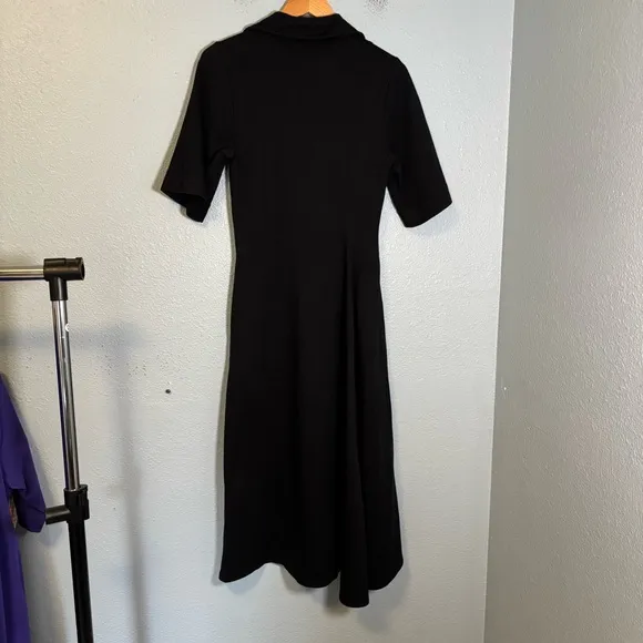 COS Women’s Asymmetric Polo Midi Shirt Dress Black
