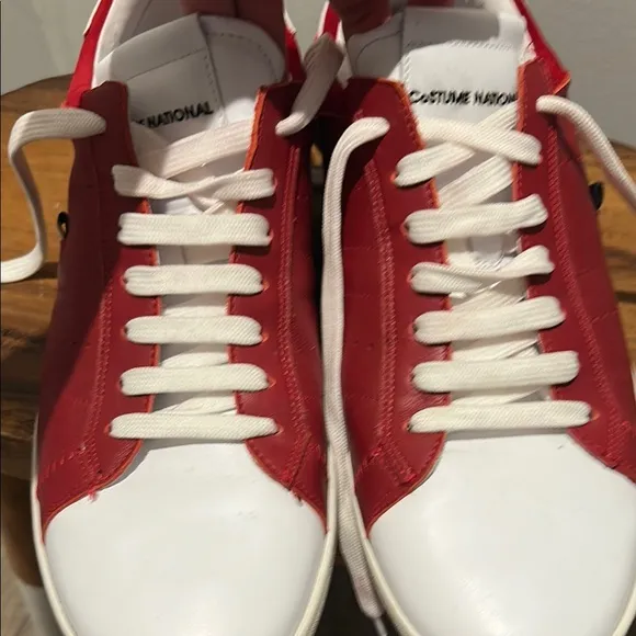 Costume National Men's Sneakers crimson red and white