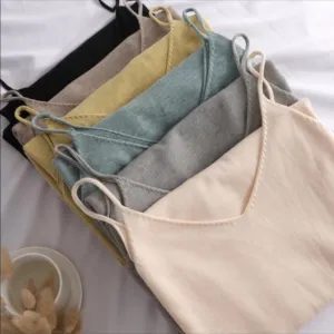Cotton Dress tank basic women khaki blue cream black lime v-neck minimalist