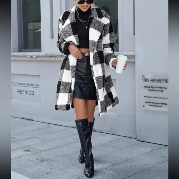 Cozy Open Front Teddy Trench Coat Jacket Minimalist