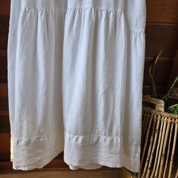 CP Shades   Garnett Hill Linen White Tiered Midi Dress XL Summer Boho Lagenlook
