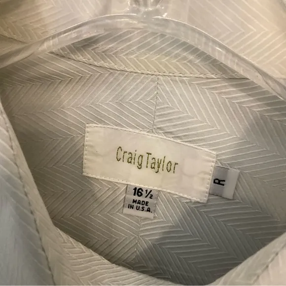 Craig Taylor Dress Shirt, French Cuffs, Luxury Designer and Fabric, Size 16.5 R