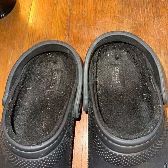 Crocs Classic Black Fur Lined Clogs Winter Slip-On Slippers Size mens 12