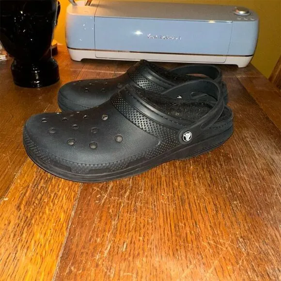 Crocs Classic Black Fur Lined Clogs Winter Slip-On Slippers Size mens 12