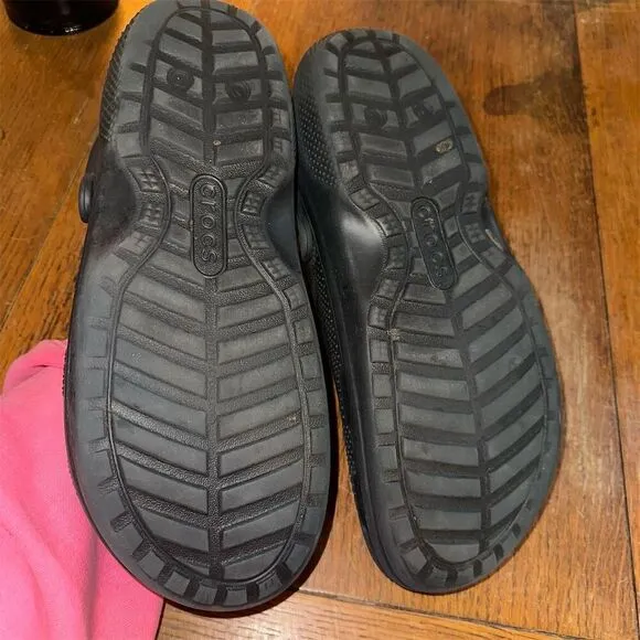 Crocs Classic Black Fur Lined Clogs Winter Slip-On Slippers Size mens 12