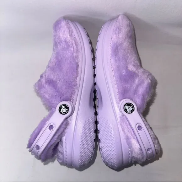 CROCS Classic Fur Sure Lavender Fuzzy Clog Size 7