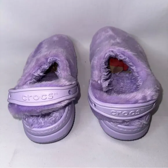 CROCS Classic Fur Sure Lavender Fuzzy Clog Size 7