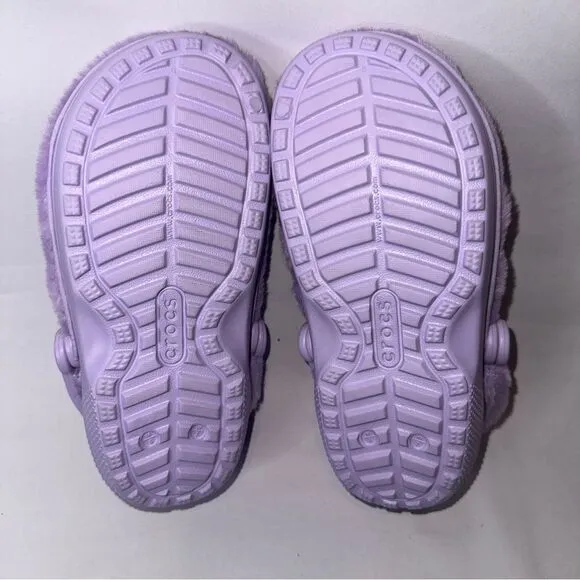 CROCS Classic Fur Sure Lavender Fuzzy Clog Size 7