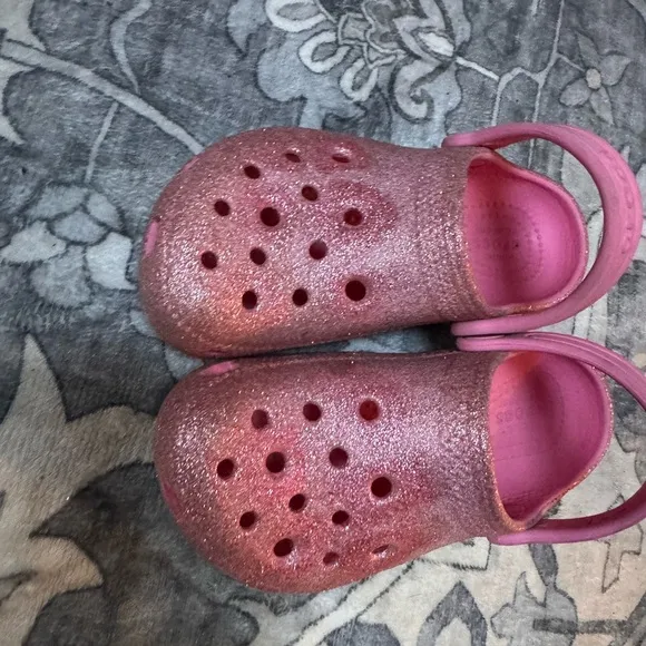 Crocs Kids Pink Glitter Clogs toddler size 11