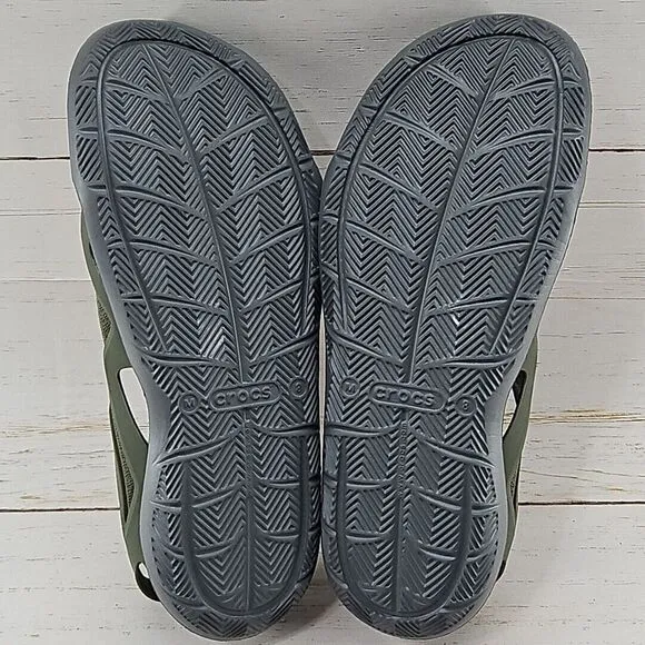 Crocs Mens‎ 8 Swiftwater Mesh Wave Sandals Shoes Green Outdoor Slip On 205701