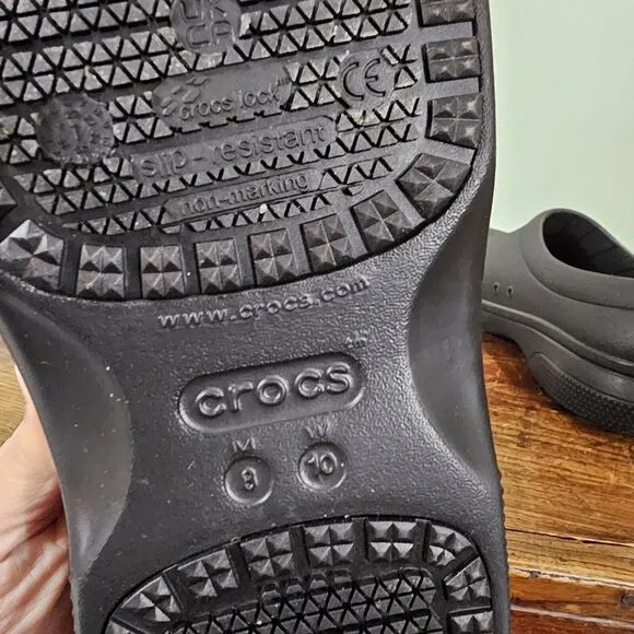 Crocs On The Clock Slip Resistant Work Slip On Shoes Black Unisex Mens 8