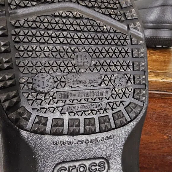 Crocs On The Clock Slip Resistant Work Slip On Shoes Black Unisex Mens 8