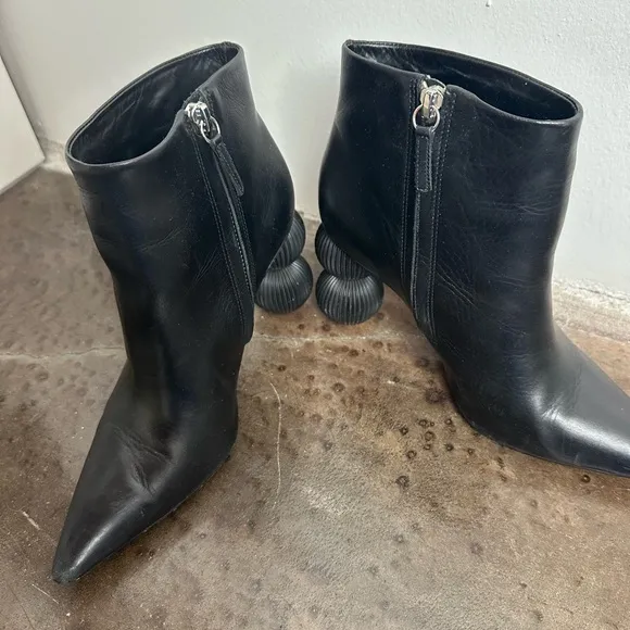 Cult Gaia Cam Black Leather Pointed Toe Ankle Boots 7.5
