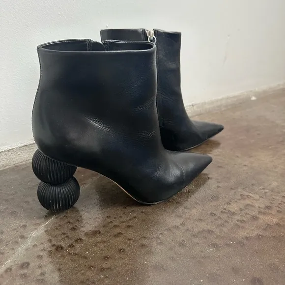 Cult Gaia Cam Black Leather Pointed Toe Ankle Boots 7.5