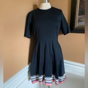 Curete Luxury Designer Short Sleeve Black Dress with Ribbon Hem 12