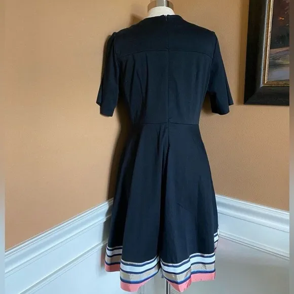 Curete Luxury Designer Short Sleeve Black Dress with Ribbon Hem 12