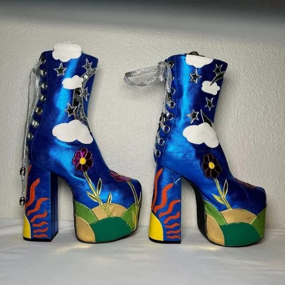 Current Mood Metallic Landscape Platform Boots Rave Festival EDM Cosplay 7