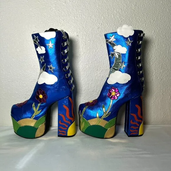 Current Mood Metallic Landscape Platform Boots Rave Festival EDM Cosplay 7