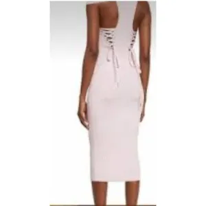 Cushnie et Ochs Ribbed Knit Mock Neck Sleeveless Lace-Up Back Dress L