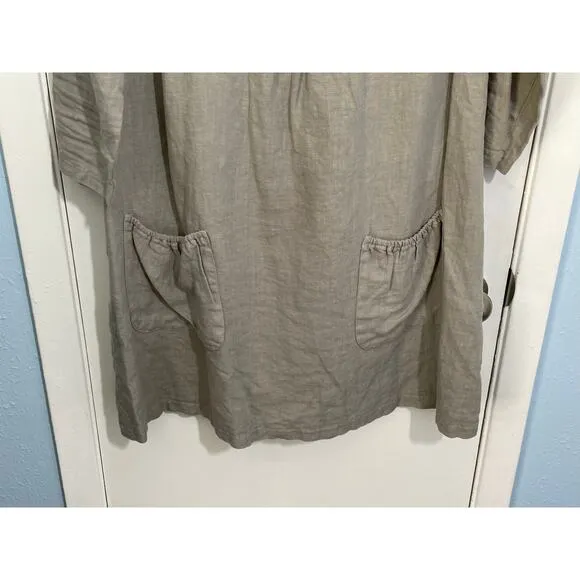 Cut Loose Linen Tunic Dress Medium Gray Lagenlook Minimalist Art to Wear Slub