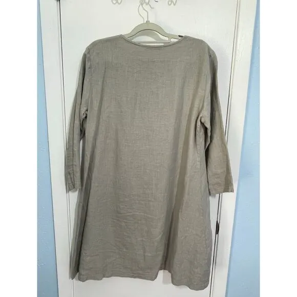Cut Loose Linen Tunic Dress Medium Gray Lagenlook Minimalist Art to Wear Slub