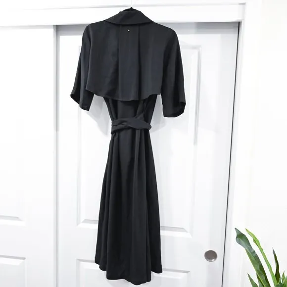 Cuyana Size XS Japanese Fabric Black Minimalist Wrap Dress