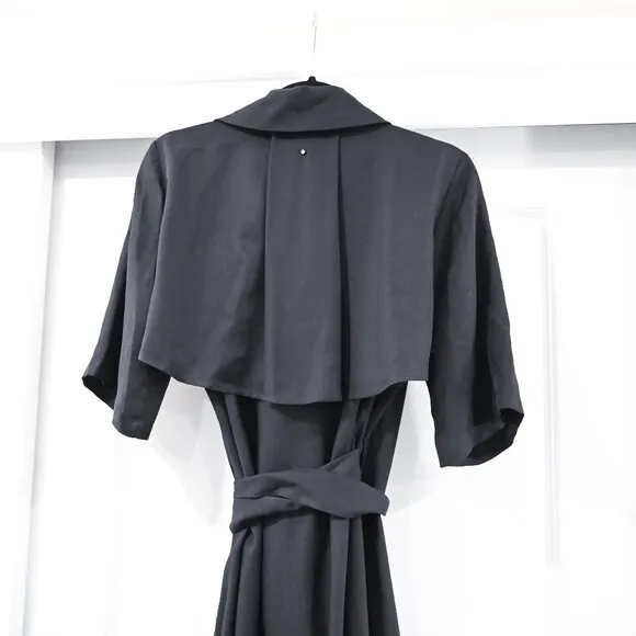 Cuyana Size XS Japanese Fabric Black Minimalist Wrap Dress