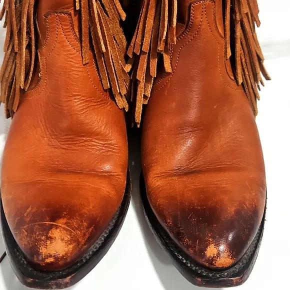 Dan Post Leather Ankle Boots With Fringe