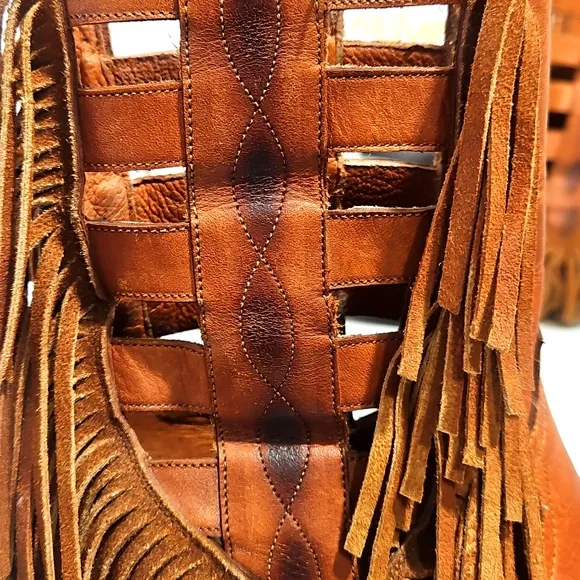 Dan Post Leather Ankle Boots With Fringe