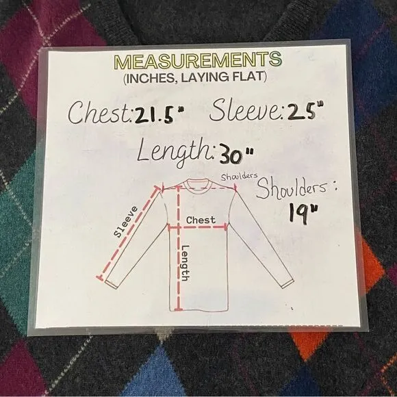 Daniel Cremicieux Men’s 100% Cashmere Sweater V-neck Argyle Quiet Luxury Large