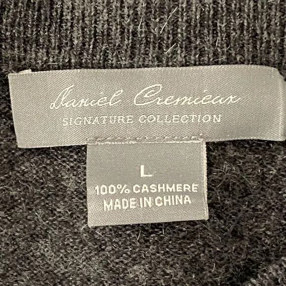 Daniel Cremicieux Men’s 100% Cashmere Sweater V-neck Argyle Quiet Luxury Large