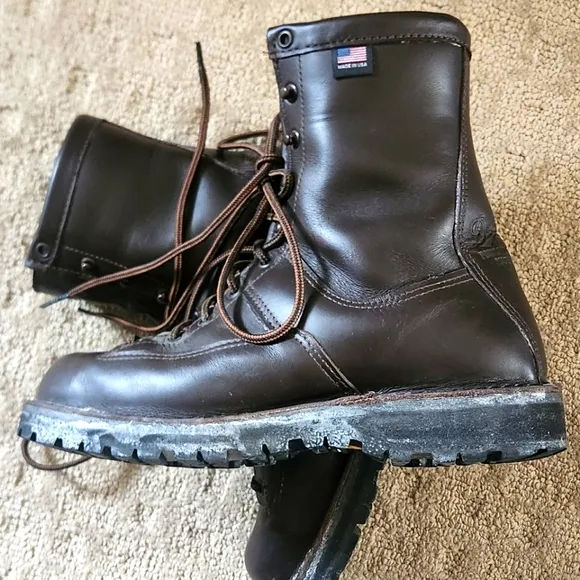 Danner Hood Winter Light Leather Boots 8&quot; Brown Vibram Lace Up Soles Mens 9