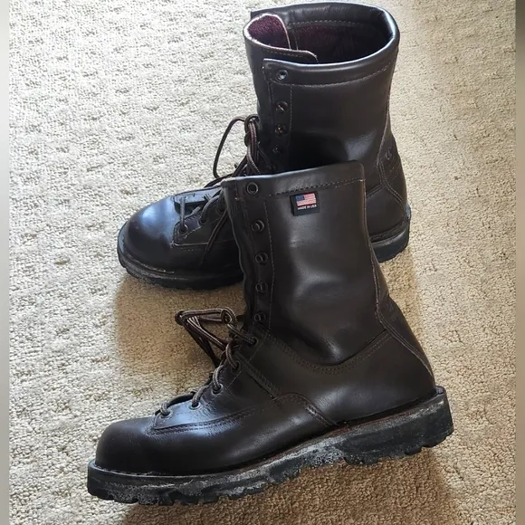 Danner Hood Winter Light Leather Boots 8&quot; Brown Vibram Lace Up Soles Mens 9