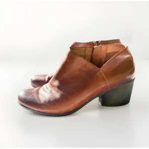Dansko Boots Women 7.5-8 EU 38 Raina Ankle Booties Heel Burnished Brown Side Zip
