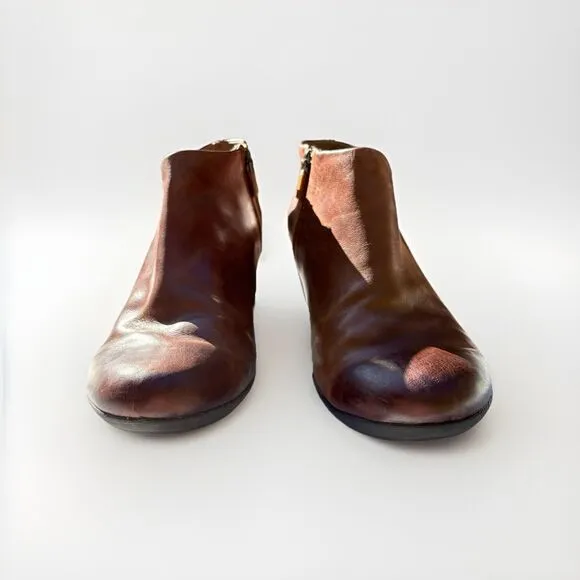 Dansko Boots Women 7.5-8 EU 38 Raina Ankle Booties Heel Burnished Brown Side Zip