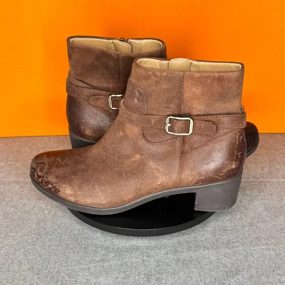 Dansko Cagney Brown Leather Buckle Strap Zip Heel Bootie Size EU 38 US 7.5 - 81