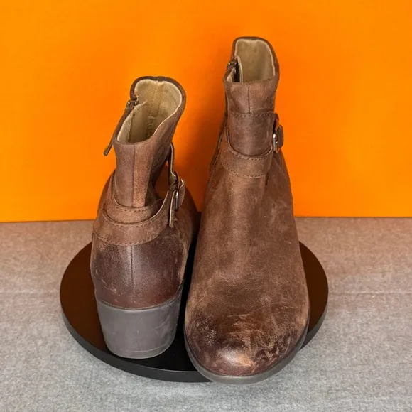 Dansko Cagney Brown Leather Buckle Strap Zip Heel Bootie Size EU 38 US 7.5 - 81