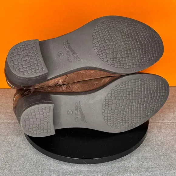 Dansko Cagney Brown Leather Buckle Strap Zip Heel Bootie Size EU 38 US 7.5 - 81