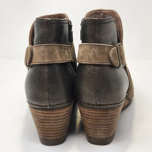 Dansko Women Shirley Wedge Ankle Boot Bootie Size 40 US 9.5 Brown Taupe Suede