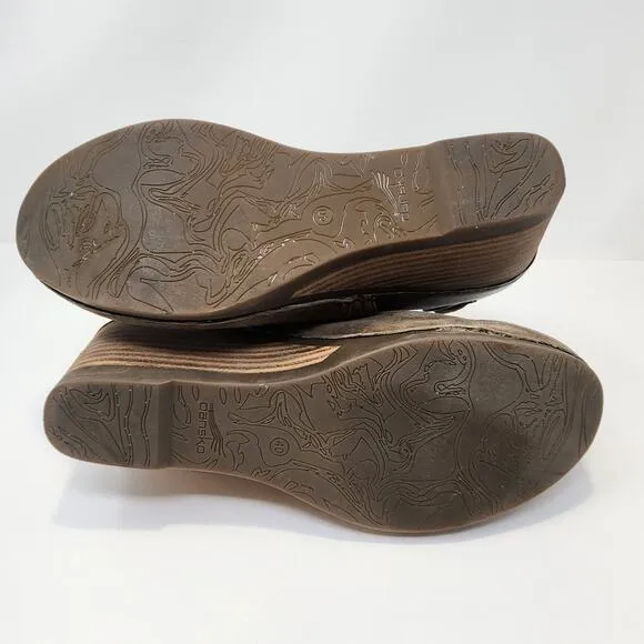 Dansko Women Shirley Wedge Ankle Boot Bootie Size 40 US 9.5 Brown Taupe Suede