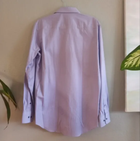 David Donahue NWT Cotton Slim Fit Classic Preppy Purple/White Check Shirt
