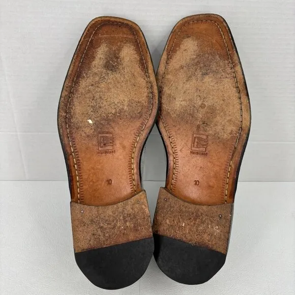 David Eden Brogue Oxford Shoes Mens Size 10 Gray Leather Handmade Lace Up