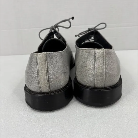 David Eden Brogue Oxford Shoes Mens Size 10 Gray Leather Handmade Lace Up